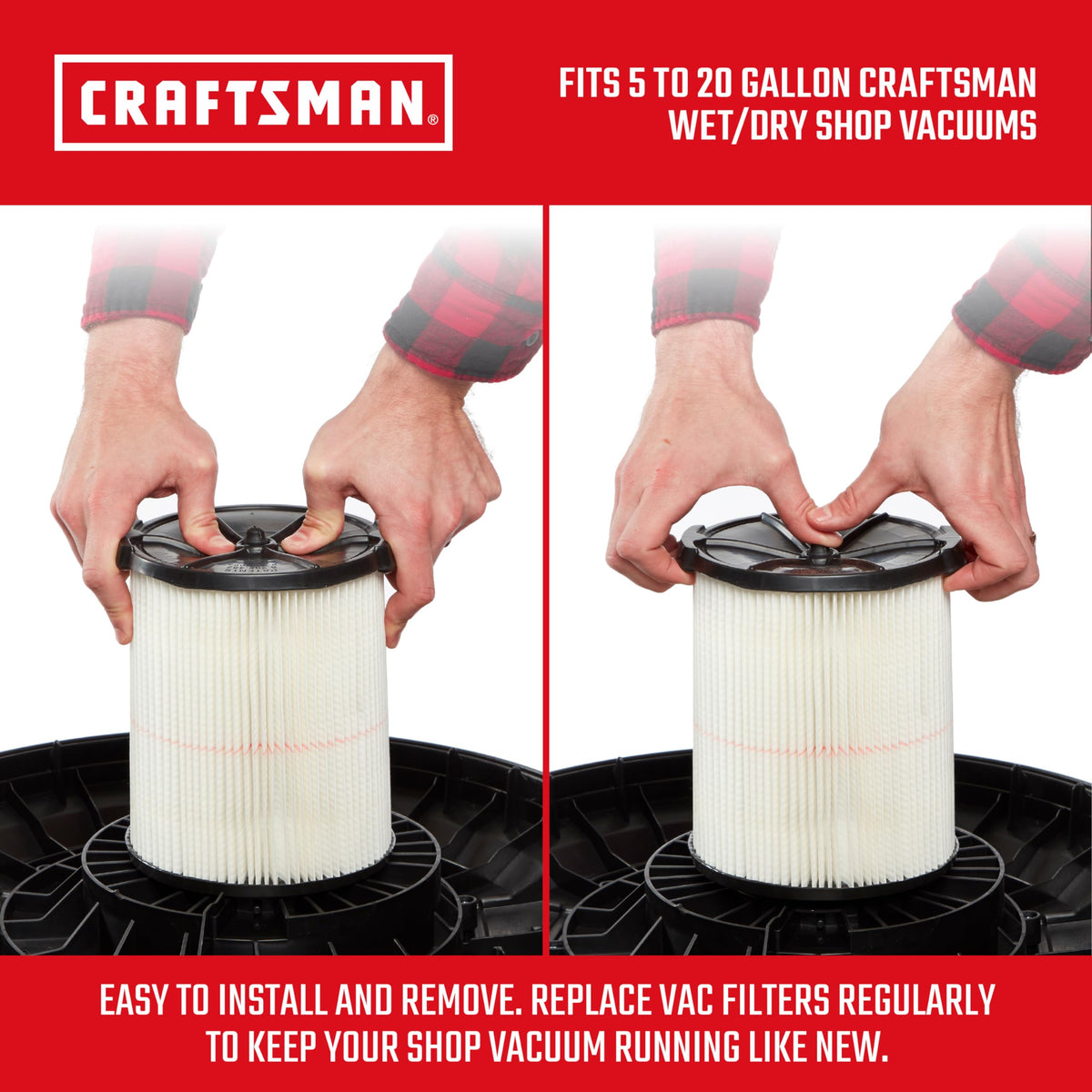CRAFTSMAN CMXZVBE38755 washable filter material for reusable dust capture.