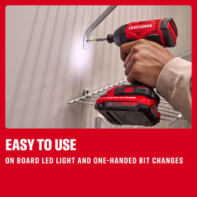 CRAFTSMAN quick-release chuck enables one-handed bit changes.