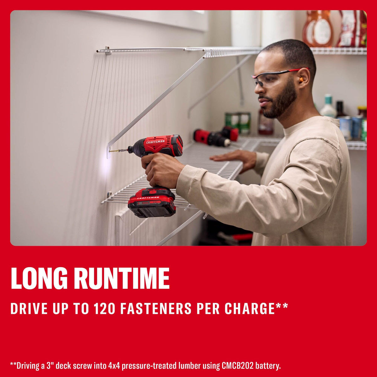 CRAFTSMAN impact driver with bright LED light illuminating the workspace.