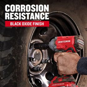 CRAFTSMAN deep metric sockets six-point design ensures strong torque transfer.