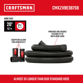 Craftsman dual-flex ends hose showing 180-degree maneuverability during cleanup