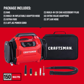 Craftsman inflator in use inflating a tire on the road