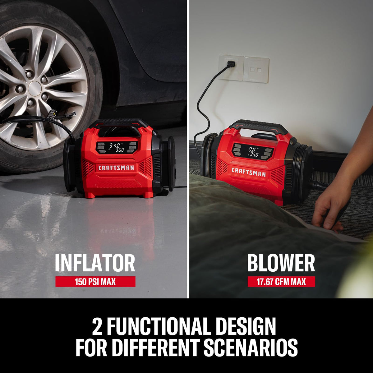 Craftsman inflator with LED light for nighttime inflation checks