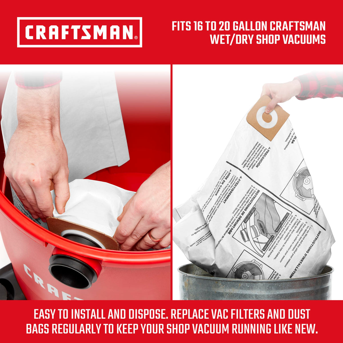 Bag collar positioned over inlet illustrating simple installation.