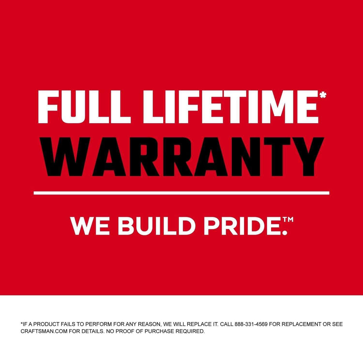 Craftsman full lifetime warranty label on packaging