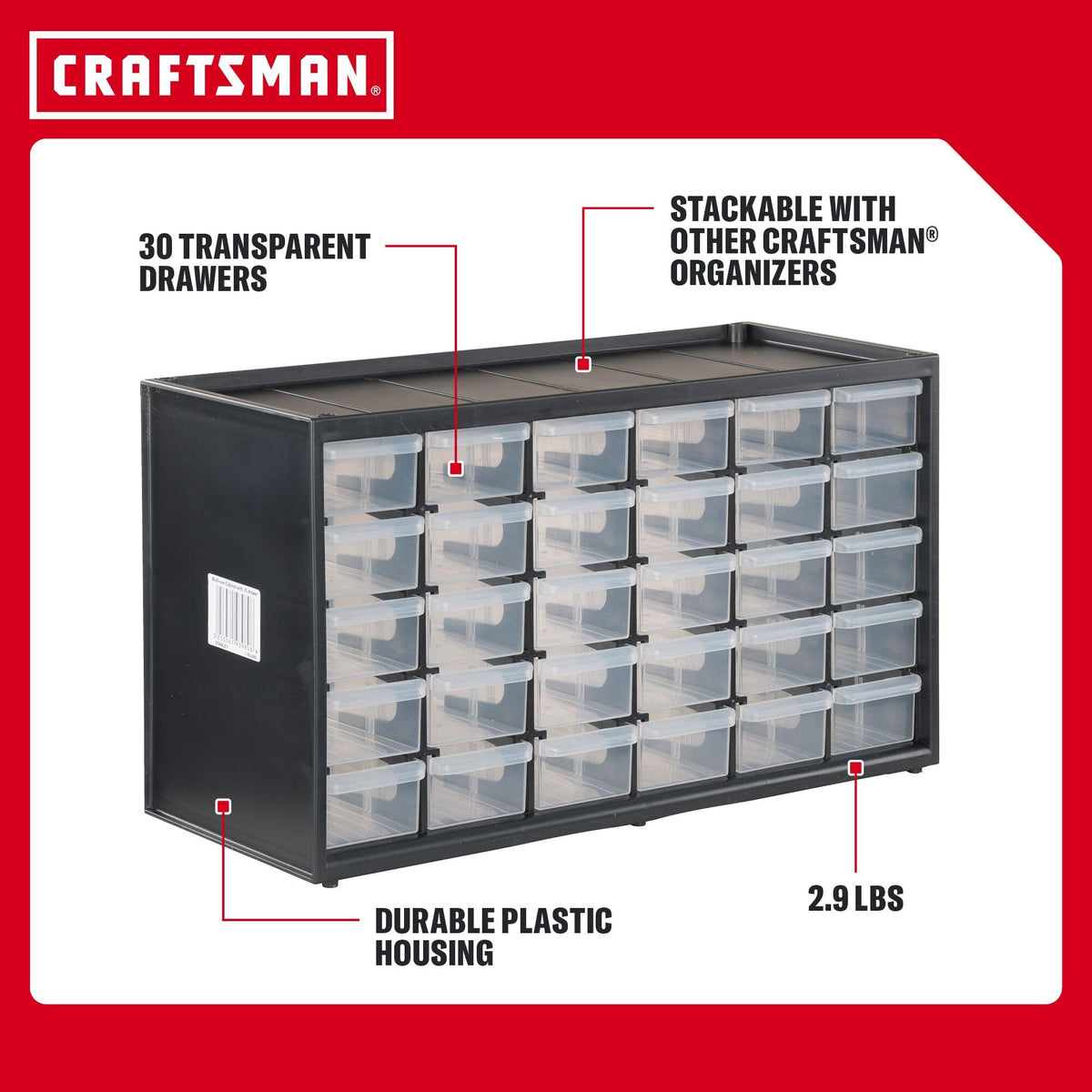 CRAFTSMAN jewelry organizer drawer layout for easy bead and jewelry storage.