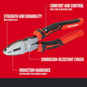  indution hardened cutting edges on CRAFTSMAN Linesman Pliers for longer sharpness