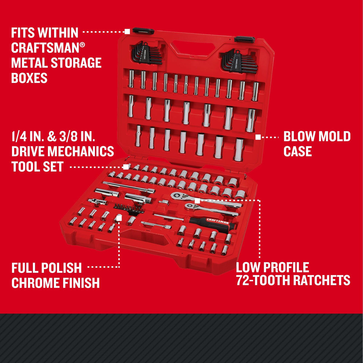 CRAFTSMAN low-profile 72-tooth ratchet, ideal for tight spaces.