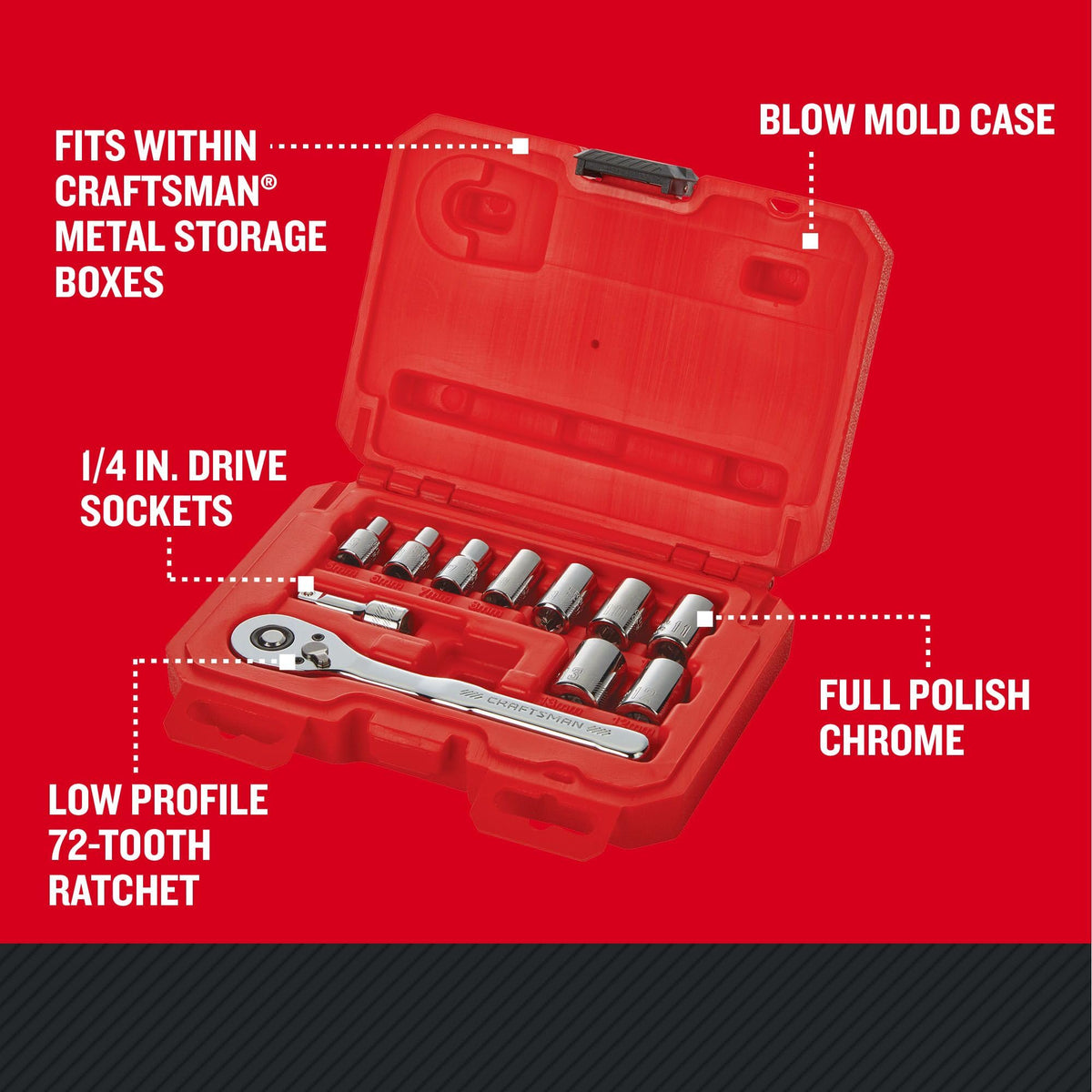 Craftsman low-profile 1/4 drive ratchet enables access to tight spaces