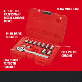 CRAFTSMAN low-profile ratchet 72-tooth delivers smooth 5-degree arc for precise work.