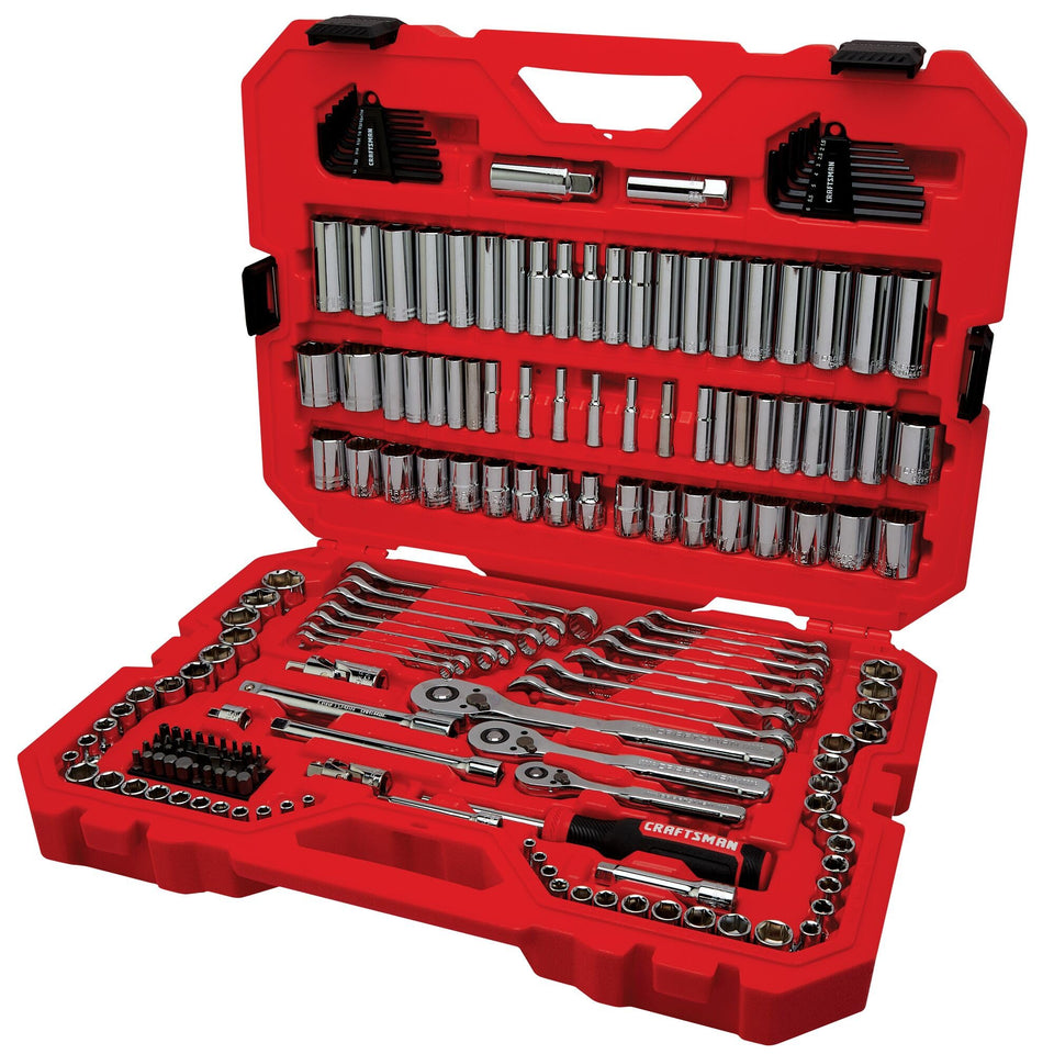 CRAFTSMAN 189-piece tool set in case for organized storage and quick access.