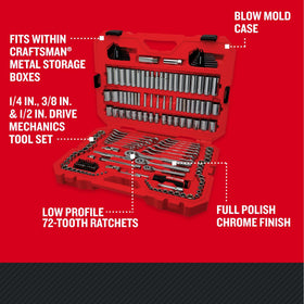 CRAFTSMAN ratchets with 72-tooth action enable precise turning in tight spaces.