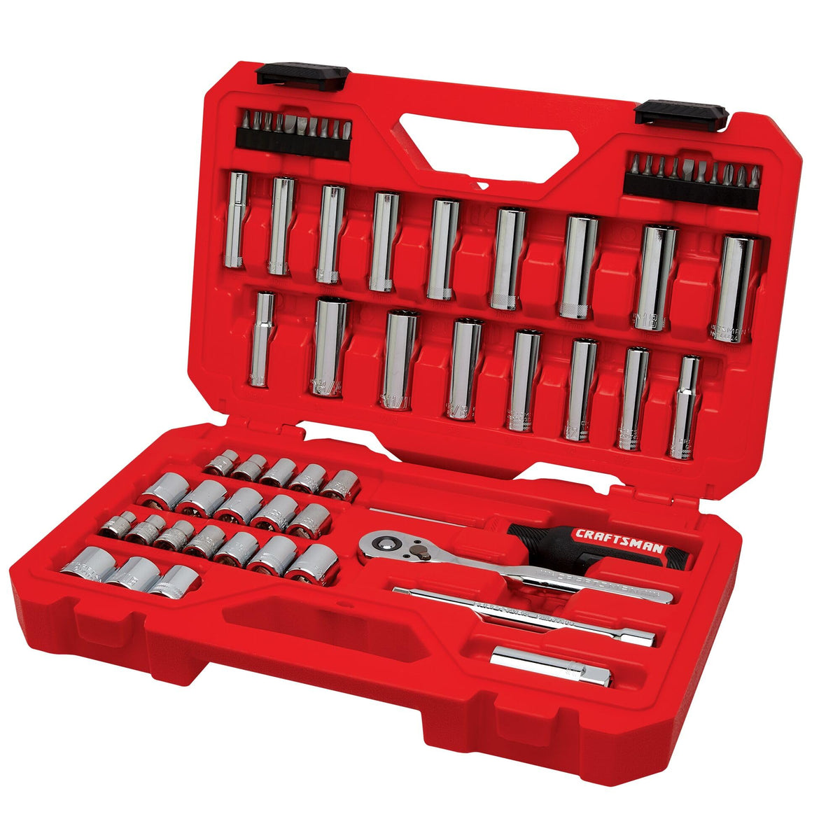 CRAFTSMAN mechanics tool set 3/8 drive case and sockets for organized work.