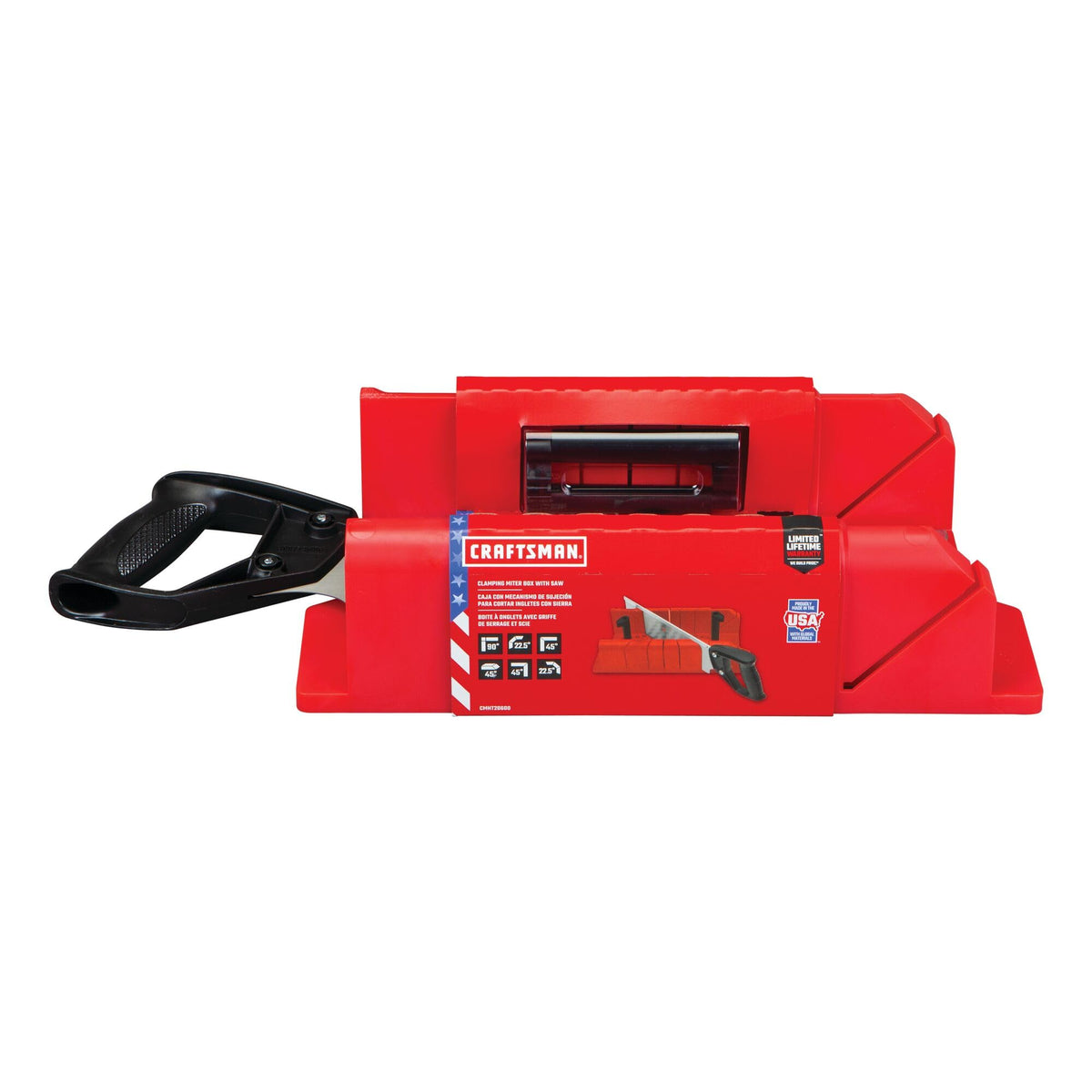CRAFTSMAN mitre saw shows 45 and 90 degree cuts for versatile framing.