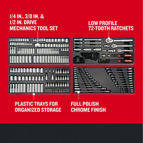 Craftsman one-quarter-inch drive low-profile ratchet enables tight-space access.