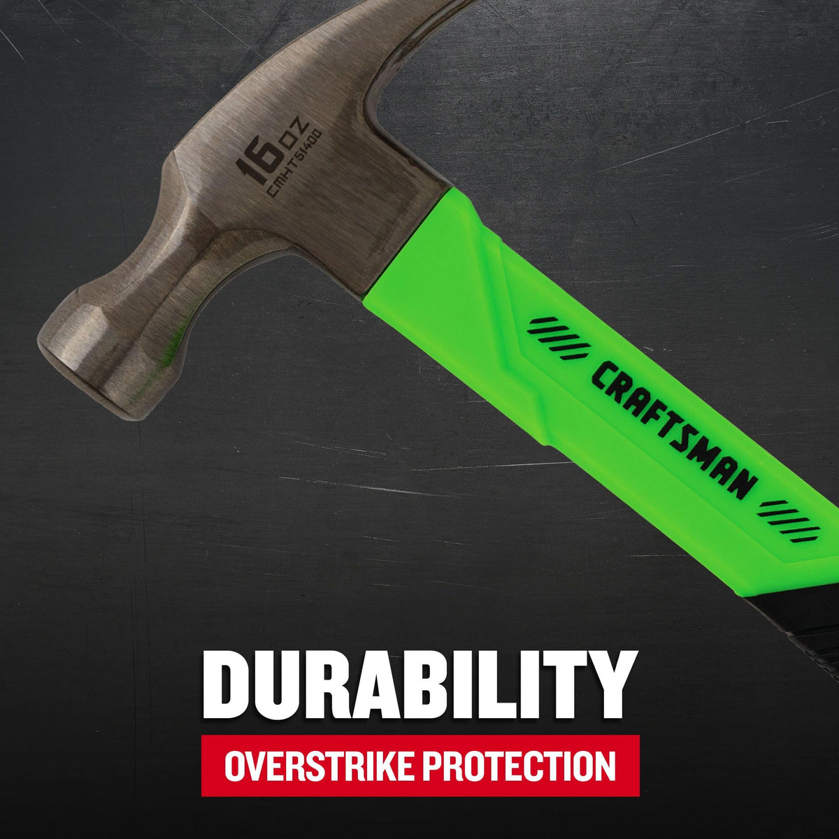 CRAFTSMAN overmold grip hammer minimizes slipping during use.