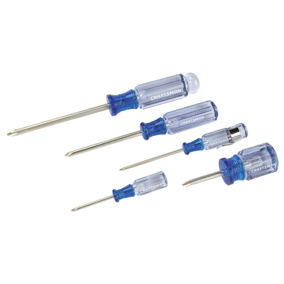 Craftsman Phillips screwdriver set 5-piece CMHT65011 with durable alloy-steel blades for precise torque control.
