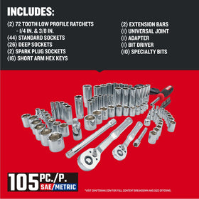 CRAFTSMAN quarter-inch drive sockets, 6-point for secure fasteners.