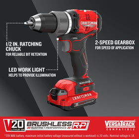 Craftsman RP+ built-in LED light illuminating work areas.