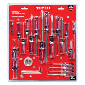 Craftsman screwdriver set 25-piece handle ergonomic view, showcasing comfort for high and low torque tasks.