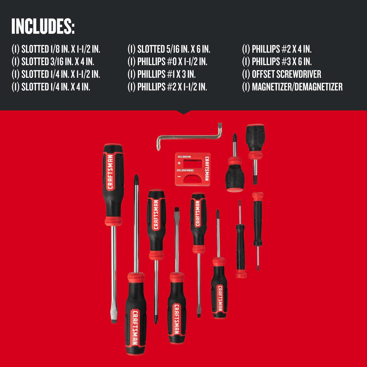 Craftsman screwdriver twelve-piece set displayed for versatile use