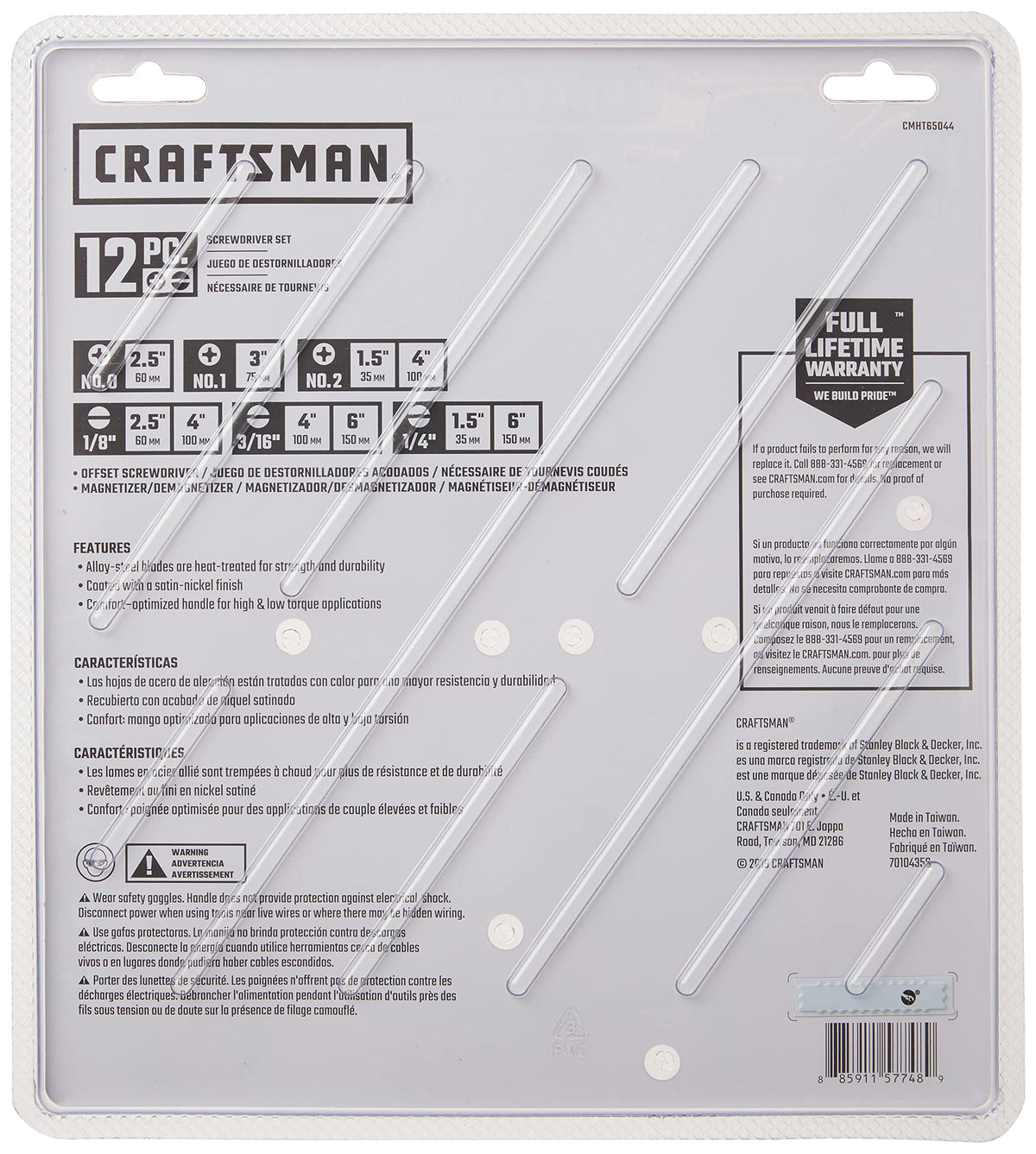 CRAFTSMAN Screwdriver Set satin-nickel finish resists corrosion over time.