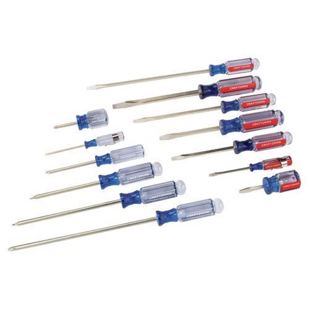CRAFTSMAN 14-piece screwdriver set with slotted and Phillips blades for durable, precise fastening in home repairs.