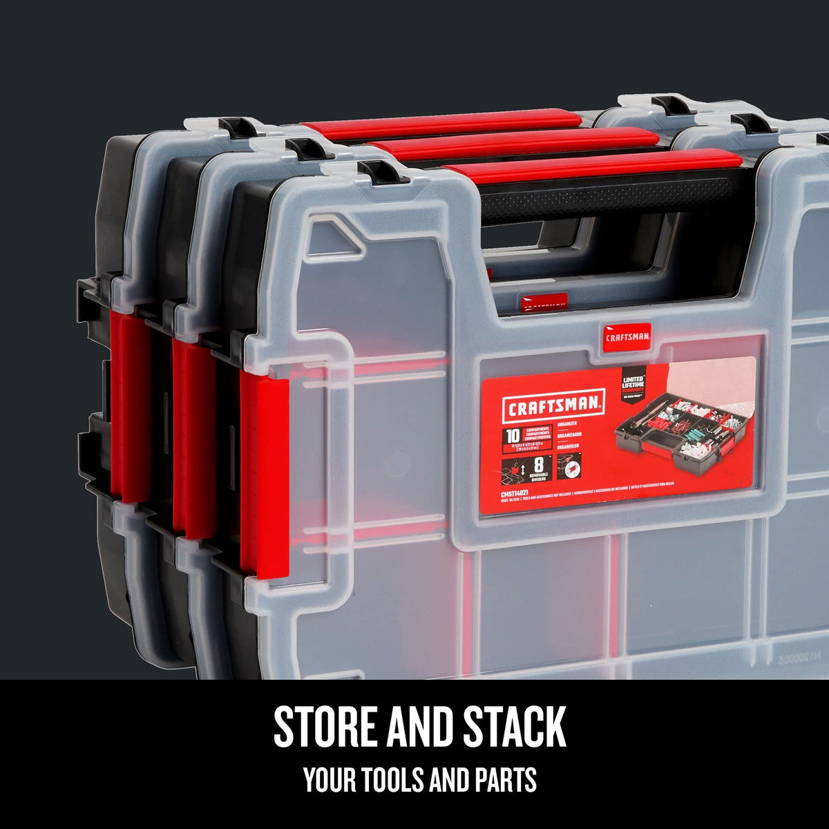 Secure latch and interlocking lid prevent movement during transport.