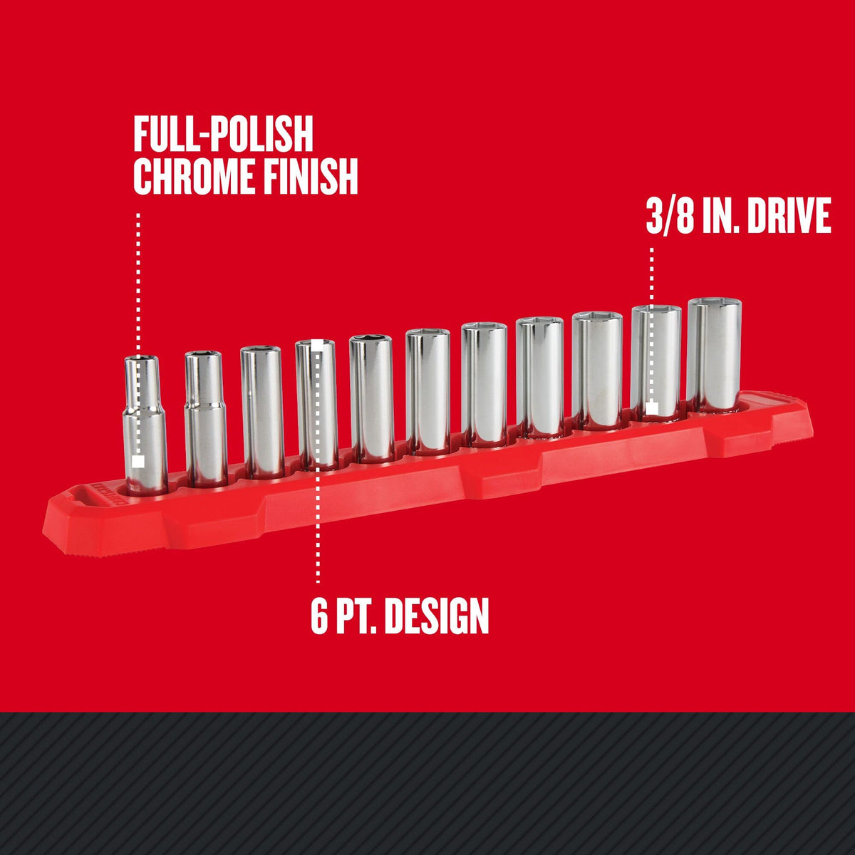 Craftsman socket set with chrome finish resisting corrosion
