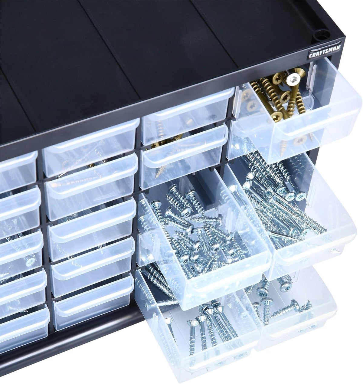 Stackable modular design from CRAFTSMAN for customizable organization.