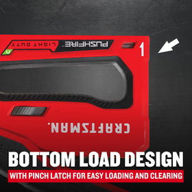CRAFTSMAN bottom-load pinch latch enables easy loading and quick clearing for busy projects.