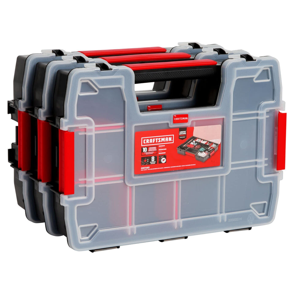 CRAFTSMAN storage organizer with ten compartments for precise parts.