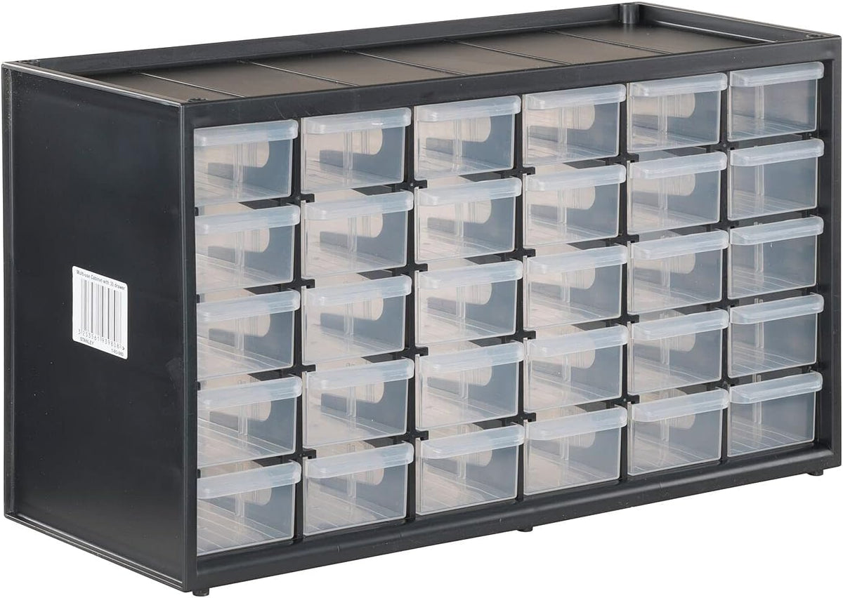 CRAFTSMAN storage organizer featuring a 30-drawer system for versatile workshop parts storage.