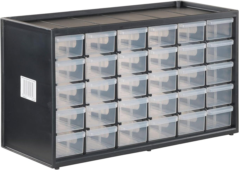 CRAFTSMAN storage organizer featuring a 30-drawer system for versatile workshop parts storage.