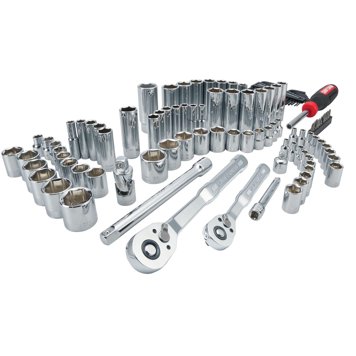 CRAFTSMAN three-eighths-inch drive sockets, 6-point for automotive tasks.