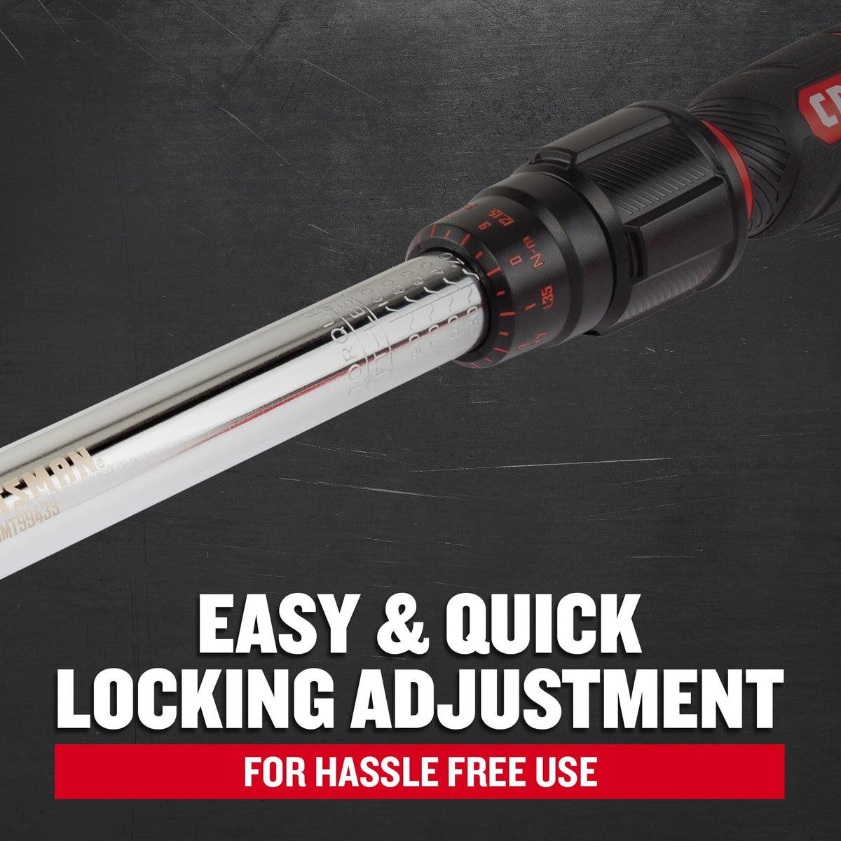 Craftsman torque wrench scale dials show inch and metric torque settings
