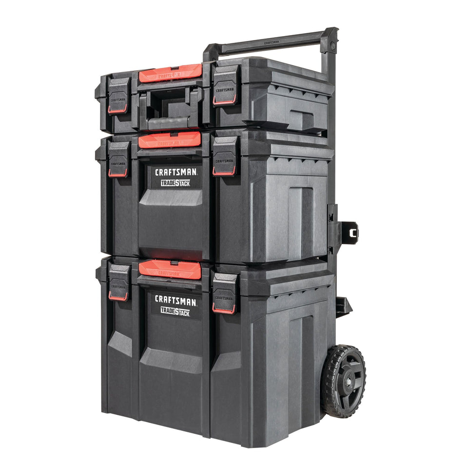 CRAFTSMAN TRADESTACK Rolling Tower exterior view shows rugged storage for outdoor projects