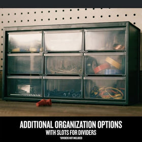 CRAFTSMAN translucent drawers close-up highlight easy content visibility.