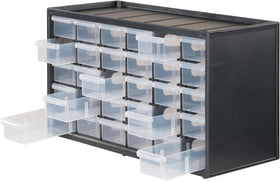 Close-up of transparent drawers by CRAFTSMAN showing clear visibility of contents.