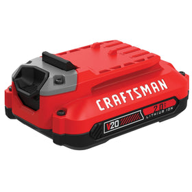 CRAFTSMAN V20 2.0Ah battery exterior with rugged housing for tough jobsite use.