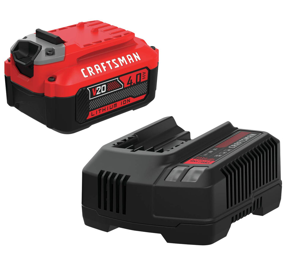 Craftsman V20 4-0Ah battery front view with extended runtime
