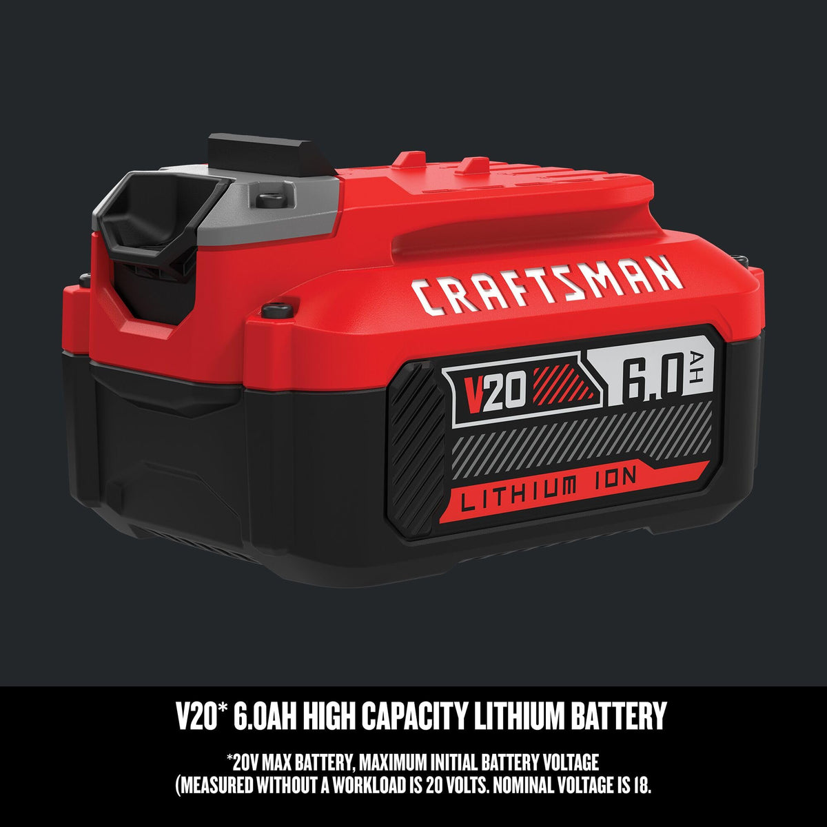 Craftsman V20 6Ah battery on a charger setup.