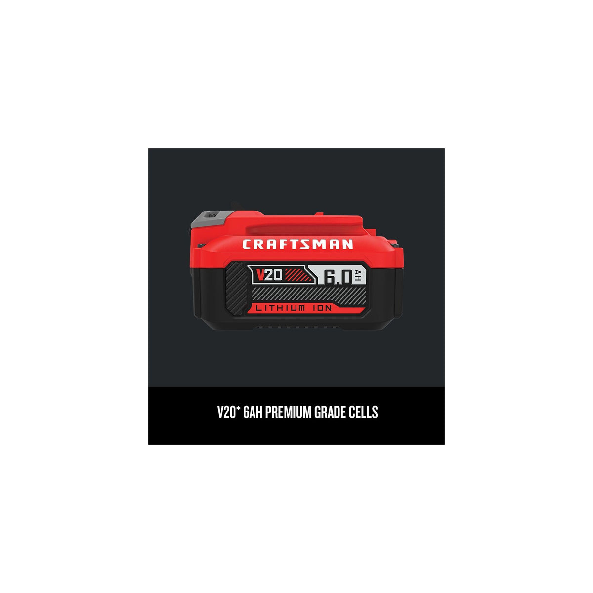 Craftsman V20 6Ah battery in use with tools, versatile performance.