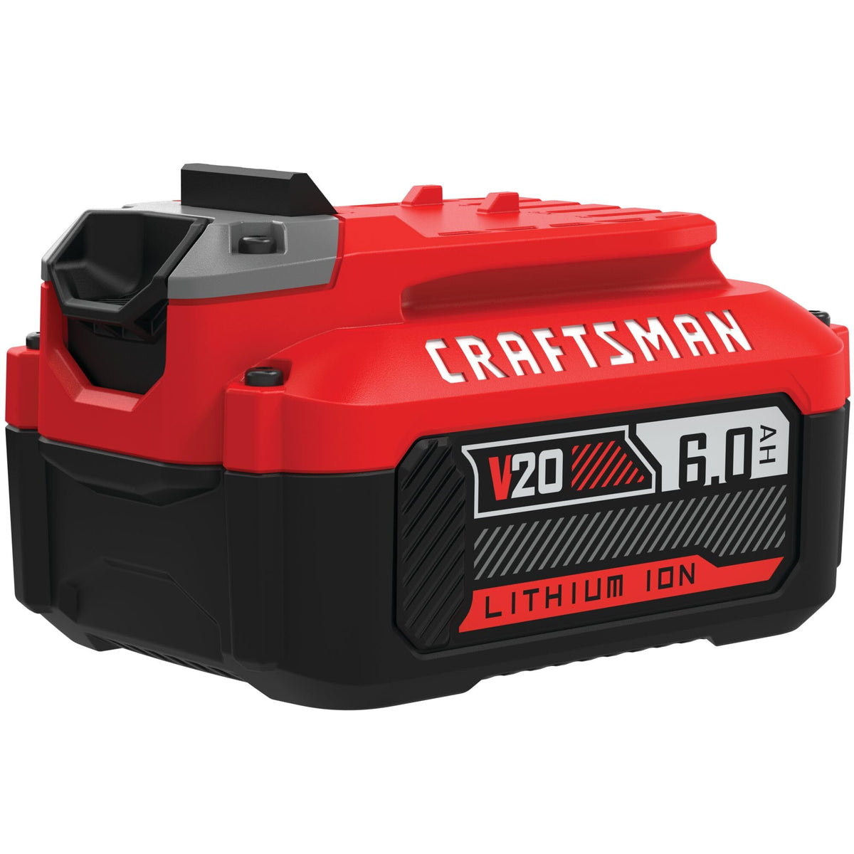 Craftsman V20 6Ah battery side view, high capacity.