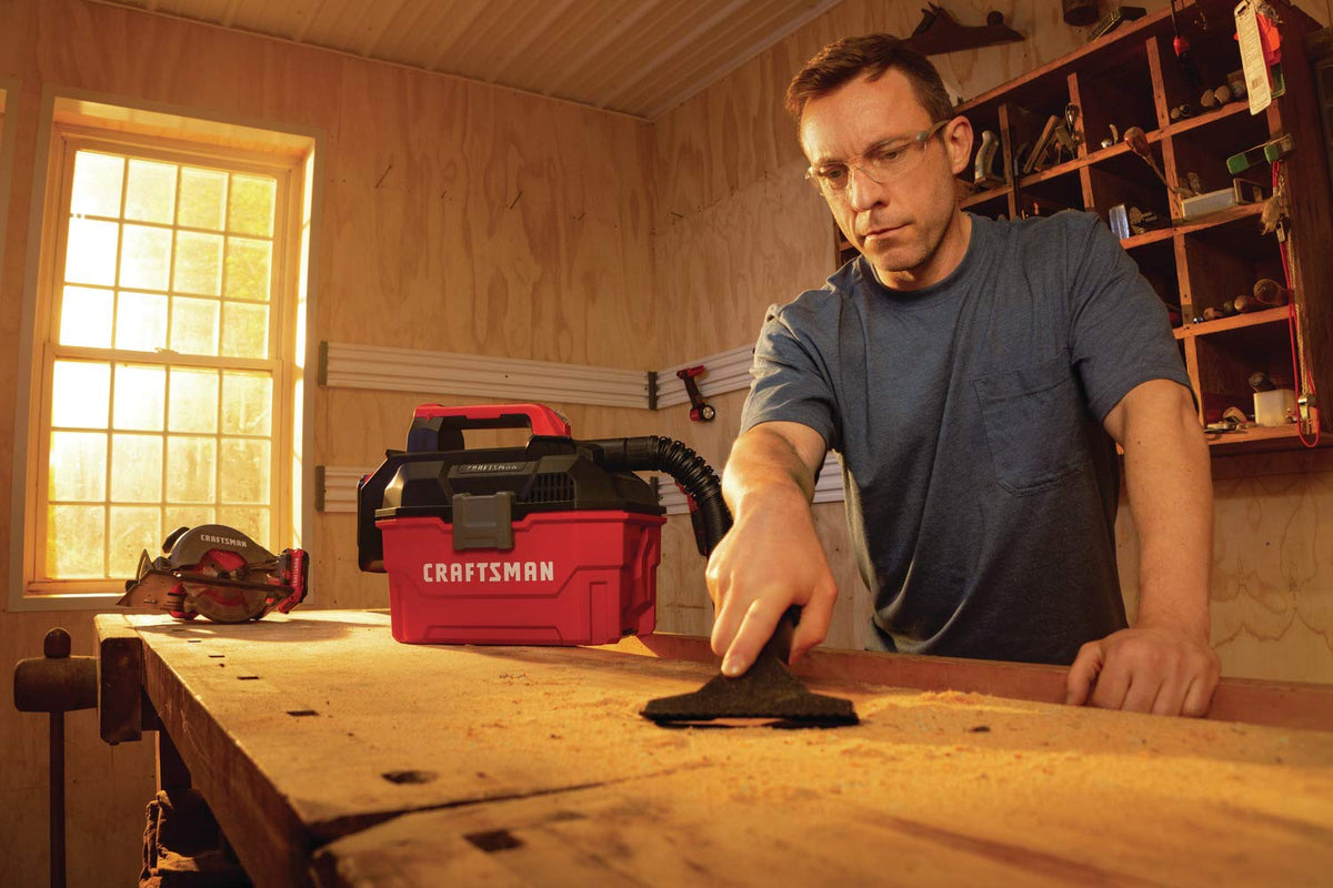 Craftsman V20 cordless vacuum supports quick mess management in busy spaces.