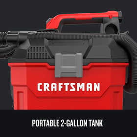 Craftsman V20 2-gallon tank in action handles wet and dry debris.