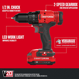 CRAFTSMAN V20 20V max battery provides long runtime for ongoing projects.