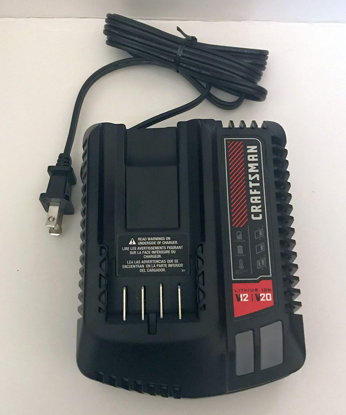 Craftsman V20 charger LED indicator shows battery charge status clearly.
