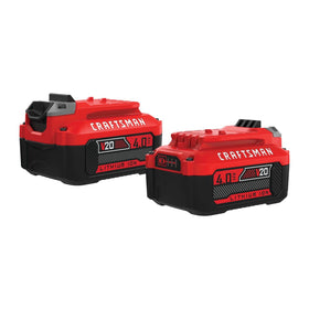 CRAFTSMAN V20 two-pack front view showing compact design for extended runtime