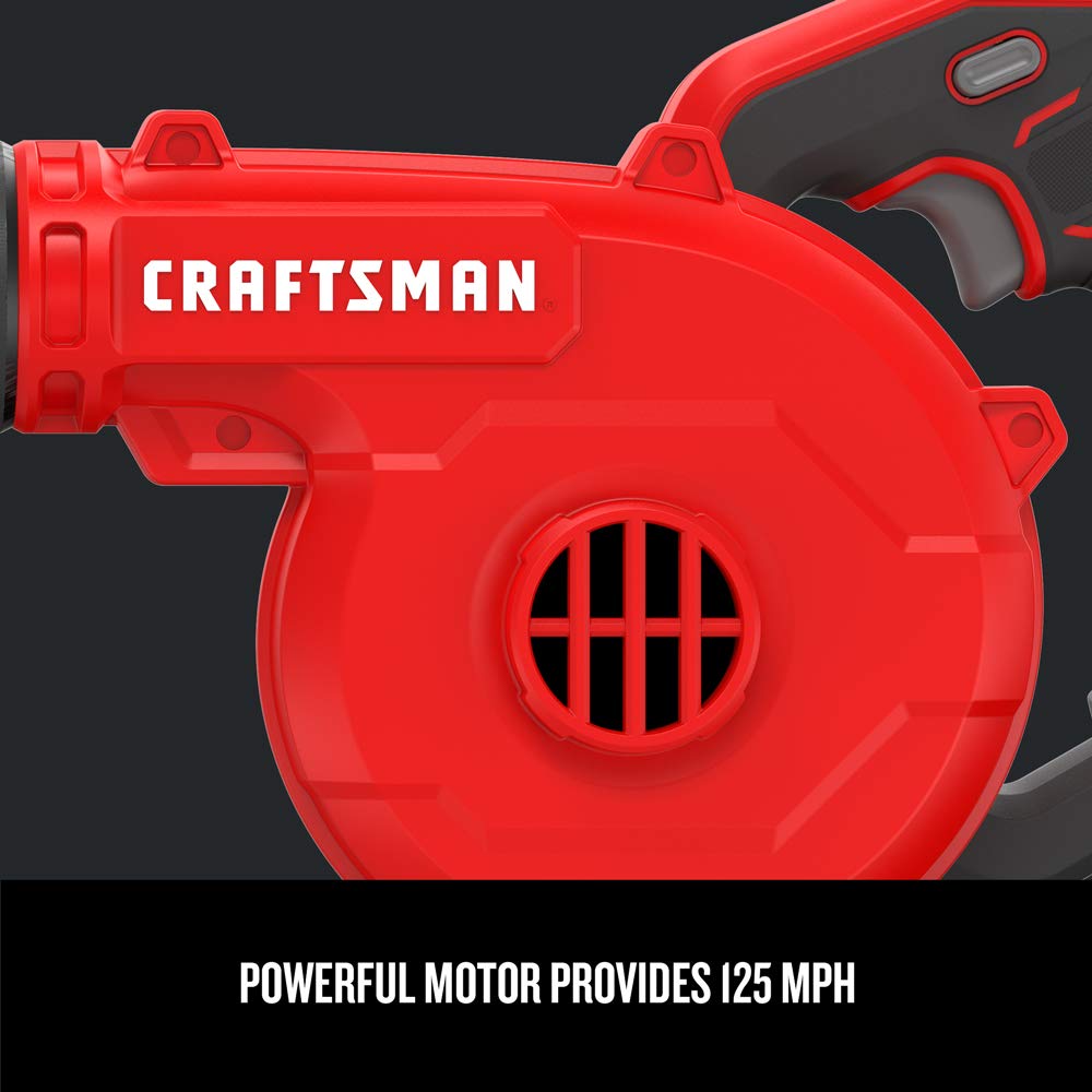 CRAFTSMAN V20 blower lock-on trigger reduces fatigue during longer tasks